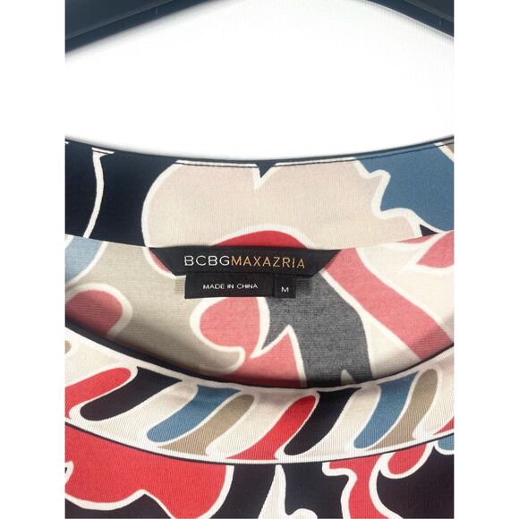 BCBG Maxazria Red Multi Pullover Casual À Line Dress Women Size Medium - Picture 3 of 4